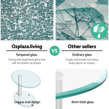 Load image into Gallery viewer, Artiss Side Coffee Table Bedside Furniture Oval Tempered Glass Top 2 Tier
