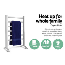 Load image into Gallery viewer, Devanti Electric Heated Towel Rail Rails Warmer Rack Aluminium 6 Bars
