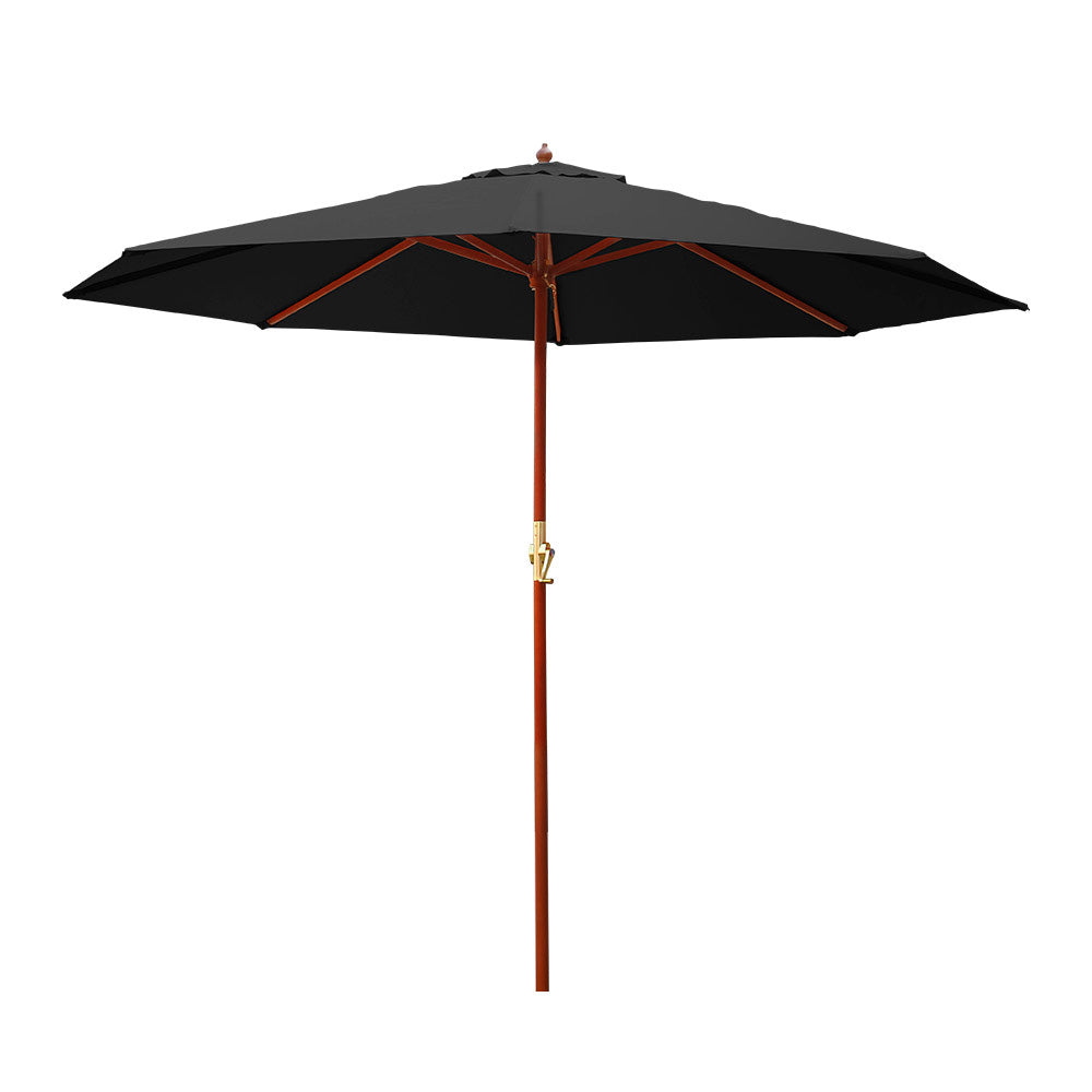 Instahut Outdoor Umbrella 3M with Pole Cantilever Stand Black