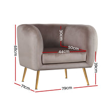 Load image into Gallery viewer, Artiss Armchair Lounge Chair Accent Armchair Velvet Beige
