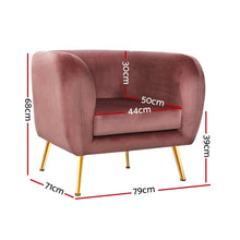 Load image into Gallery viewer, Artiss Armchair Lounge Chair Accent Armchair Velvet Pink
