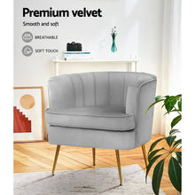 Load image into Gallery viewer, Artiss Armchair Lounge Accent Chair Armchair Velvet Grey
