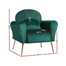 Load image into Gallery viewer, Artiss Armchair Lounge Chair Accent Armchair Green Velvet
