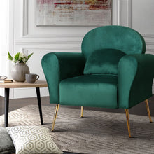 Load image into Gallery viewer, Artiss Armchair Lounge Chair Accent Armchair Green Velvet
