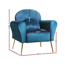 Load image into Gallery viewer, Artiss Armchair Lounge Chair Accent Armchairs Navy Velvet
