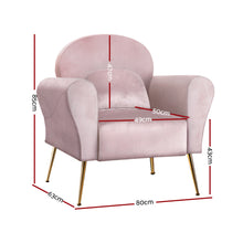 Load image into Gallery viewer, Artiss Armchair Lounge Chair Accent Armchair Pink Velvet
