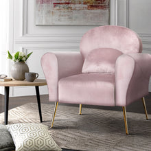 Load image into Gallery viewer, Artiss Armchair Lounge Chair Accent Armchair Pink Velvet
