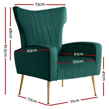 Load image into Gallery viewer, Artiss Armchair Lounge Chairs Accent Armchair Velvet Green
