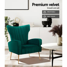 Load image into Gallery viewer, Artiss Armchair Lounge Chairs Accent Armchair Velvet Green
