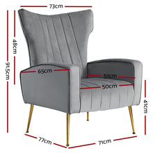 Load image into Gallery viewer, Artiss Armchair Lounge Accent Chair Armchair Velvet Grey

