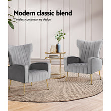 Load image into Gallery viewer, Artiss Armchair Lounge Accent Chair Armchair Velvet Grey
