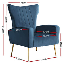 Load image into Gallery viewer, Artiss Armchair Lounge Accent Chair Armchair Velvet Navy Blue
