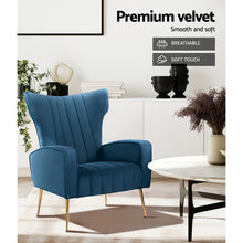 Load image into Gallery viewer, Artiss Armchair Lounge Accent Chair Armchair Velvet Navy Blue
