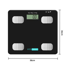 Load image into Gallery viewer, FitSmart Electronic Floor Body Scale Black Digital LCD Glass Tracker Bathroom
