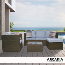 Load image into Gallery viewer, Arcadia Furniture Outdoor Rattan 4 Piece Sofa Lounge Set Home Garden Patio - Oatmeal and Grey

