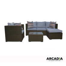 Load image into Gallery viewer, Arcadia Furniture Outdoor Rattan 4 Piece Sofa Lounge Set Home Garden Patio - Oatmeal and Grey
