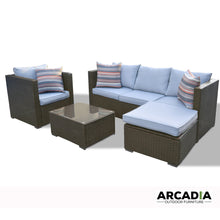 Load image into Gallery viewer, Arcadia Furniture Outdoor Rattan 4 Piece Sofa Lounge Set Home Garden Patio - Oatmeal and Grey
