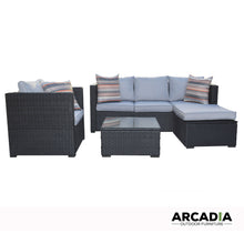 Load image into Gallery viewer, Arcadia Furniture Outdoor Rattan 4 Piece Sofa Lounge Set Home Garden Patio - Black and Grey
