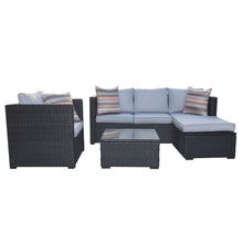 Load image into Gallery viewer, Arcadia Furniture Outdoor Rattan 4 Piece Sofa Lounge Set Home Garden Patio - Black and Grey
