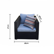 Load image into Gallery viewer, Arcadia Furniture Outdoor Rattan 4 Piece Sofa Lounge Set Home Garden Patio - Black and Grey

