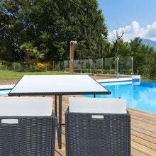 Load image into Gallery viewer, Arcadia Furniture 5 Piece Outdoor Dining Table Set Rattan Table Chairs Garden - Black and Grey
