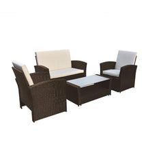 Load image into Gallery viewer, Arcadia Furniture Outdoor 4 Piece Sofa Lounge Set Wicker Rattan Garden - Oatmeal and Grey
