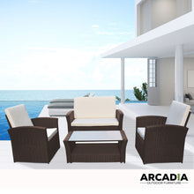 Load image into Gallery viewer, Arcadia Furniture Outdoor 4 Piece Sofa Lounge Set Wicker Rattan Garden - Oatmeal and Grey
