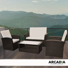 Load image into Gallery viewer, Arcadia Furniture Outdoor 4 Piece Sofa Lounge Set Wicker Rattan Garden - Oatmeal and Grey
