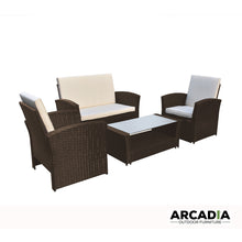 Load image into Gallery viewer, Arcadia Furniture Outdoor 4 Piece Sofa Lounge Set Wicker Rattan Garden - Oatmeal and Grey
