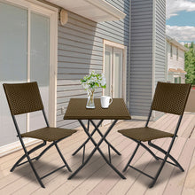 Load image into Gallery viewer, Arcadia Furniture Outdoor 3 Piece Foldable Rattan Coffee Table Set Garden Patio - Oatmeal
