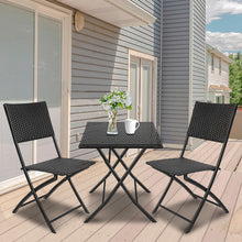 Load image into Gallery viewer, Arcadia Furniture Outdoor 3 Piece Foldable Rattan Coffee Table Set Garden Patio - Black
