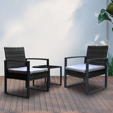 Load image into Gallery viewer, Arcadia Furniture Outdoor 3 Piece Wicker Rattan Patio Set Garden Patio Home - Black and Grey

