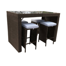 Load image into Gallery viewer, Arcadia Furniture Outdoor 5 Piece Bar Table Set Rattan and Cushions Patio Dining - Oatmeal and Grey
