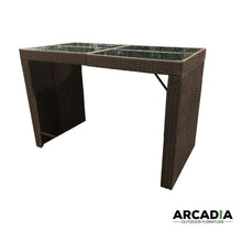 Load image into Gallery viewer, Arcadia Furniture Outdoor 5 Piece Bar Table Set Rattan and Cushions Patio Dining - Oatmeal and Grey
