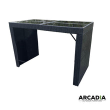 Load image into Gallery viewer, Arcadia Furniture Outdoor 5 Piece Bar Table Set Rattan and Cushions Patio Dining - Black and Grey

