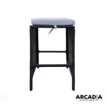 Load image into Gallery viewer, Arcadia Furniture Outdoor 5 Piece Bar Table Set Rattan and Cushions Patio Dining - Black and Grey

