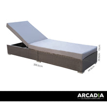 Load image into Gallery viewer, Arcadia Furniture Outdoor 3 Piece Sunlounge Set Rattan Garden Day Bed Lounger - Oatmeal and Grey
