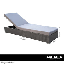 Load image into Gallery viewer, Arcadia Furniture Outdoor 3 Piece Sunlounge Set Rattan Garden Day Bed Lounger - Black and Grey
