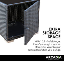 Load image into Gallery viewer, Arcadia Furniture Outdoor 3 Piece Sunlounge Set Rattan Garden Day Bed Lounger - Black and Grey
