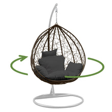 Load image into Gallery viewer, Arcadia Furniture Rocking Egg Chair Outdoor Wicker Rattan Patio Garden Tear Drop - Oatmeal and Grey
