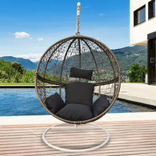Load image into Gallery viewer, Arcadia Furniture Rocking Egg Chair Outdoor Wicker Rattan Patio Garden Circular - Oatmeal and Grey
