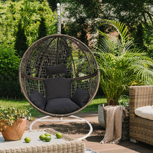 Load image into Gallery viewer, Arcadia Furniture Rocking Egg Chair Outdoor Wicker Rattan Patio Garden Circular - Oatmeal and Grey
