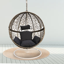 Load image into Gallery viewer, Arcadia Furniture Rocking Egg Chair Outdoor Wicker Rattan Patio Garden Circular - Oatmeal and Grey
