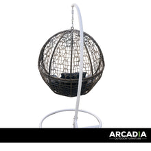Load image into Gallery viewer, Arcadia Furniture Rocking Egg Chair Outdoor Wicker Rattan Patio Garden Circular - Oatmeal and Grey
