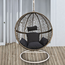 Load image into Gallery viewer, Arcadia Furniture Rocking Egg Chair Outdoor Wicker Rattan Patio Garden Circular - Oatmeal and Grey
