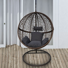 Load image into Gallery viewer, Arcadia Furniture Rocking Egg Chair Outdoor Wicker Rattan Patio Garden Circular - Brown and Grey
