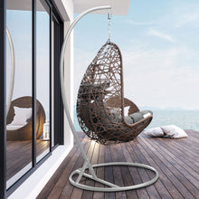 Load image into Gallery viewer, Outdoor Hanging Basket Egg Chair Swing - Brown and Grey
