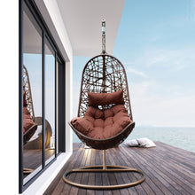 Load image into Gallery viewer, Arcadia Furniture Hanging Basket Egg Chair Outdoor Wicker Rattan Patio Garden - Brown and Coffee
