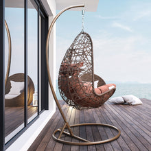 Load image into Gallery viewer, Arcadia Furniture Hanging Basket Egg Chair Outdoor Wicker Rattan Patio Garden - Brown and Coffee
