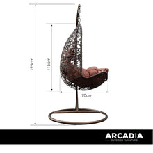 Load image into Gallery viewer, Arcadia Furniture Hanging Basket Egg Chair Outdoor Wicker Rattan Patio Garden - Brown and Coffee
